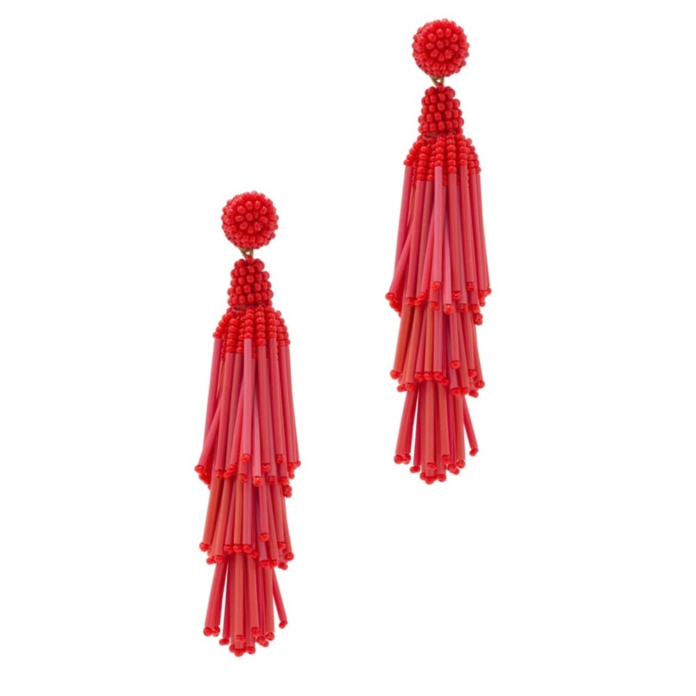 NWT Deepa Gurnani Rain Earrings in Red